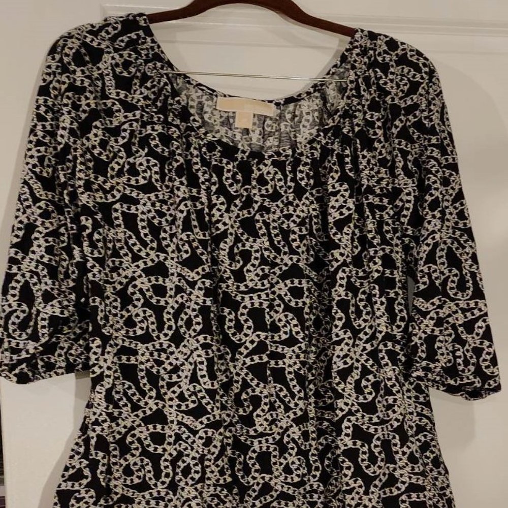 Michael Kors Printed 3/4-Sleeve Peasant Top 2X